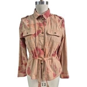 Sonoma For Life Cotton Spandex Tie Dye Jacket Tan/Orange Bleached Look Sz L